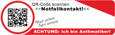 Notfallaufkleber Autoscheibe innen