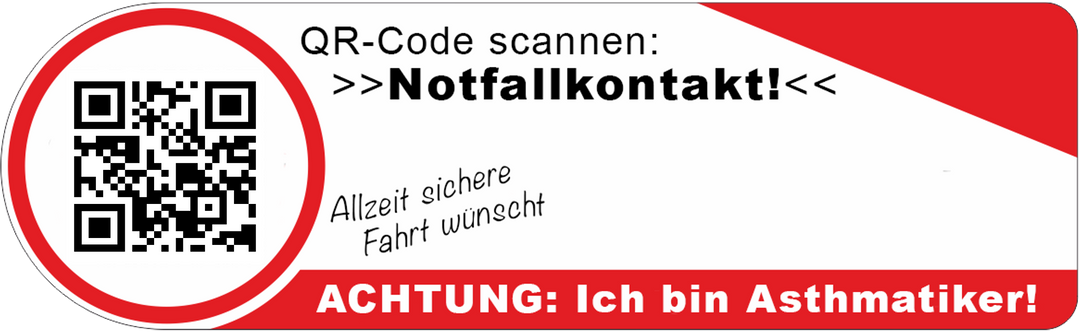 Notfallaufkleber Autoscheibe innen